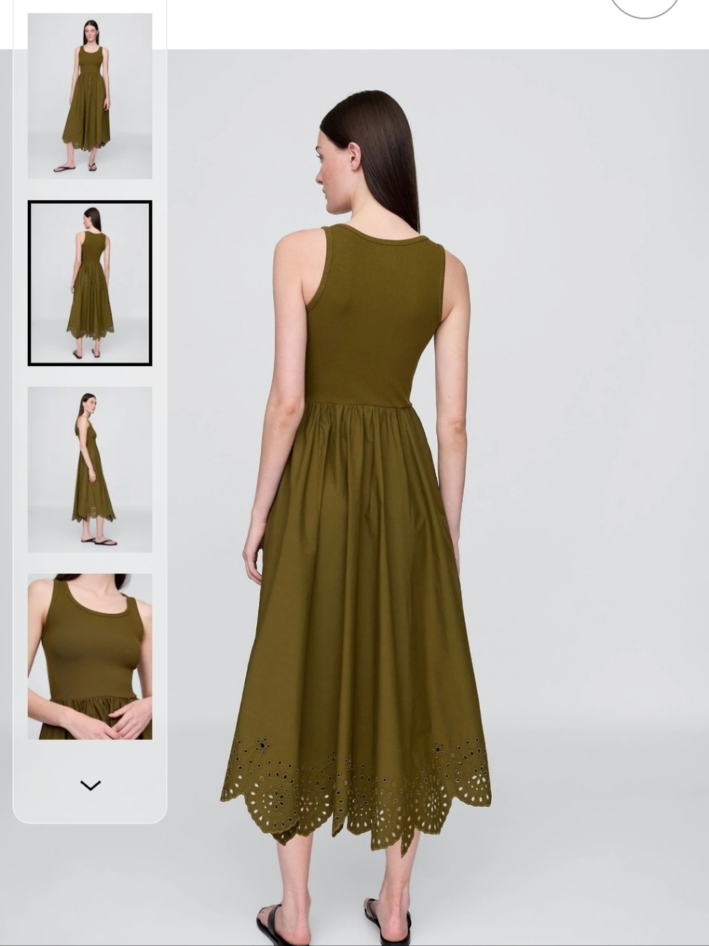 Gap Olive Green Heavyweight 100% Cotton Midi Dress PxS - Picture 4 of 5